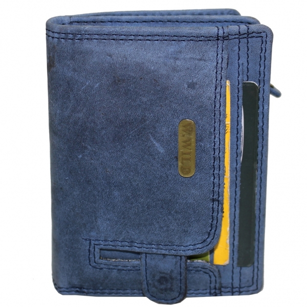 flevado Geldbörse Unisex Damen Herren Echt Leder RFID Schutz Blau